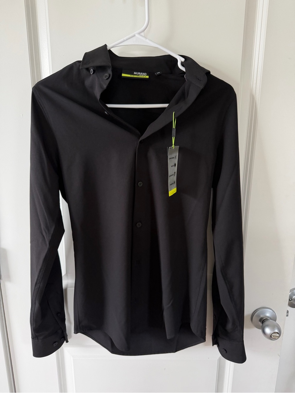 Murano Black Men's Long-Sleeve Dress Shirt with Neon Accent